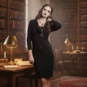 Ann Taylor Sweater Dress, Cowl Neck, Fitted, Goth, Witch, Vampirecore